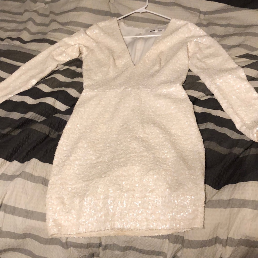 Dress the Population White Sequin Dress